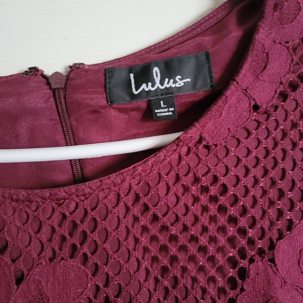 Can't Forget You Burgundy Lace Bell Sleeve Shift Dress - Picture 4 of 5